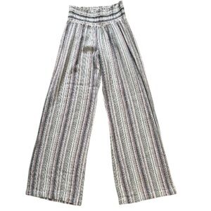 Rewash Linen Waffle Knit Wide Leg Trousers Women L Boardwalk Stretch Smock Waist